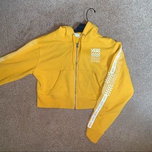 VANS XS Yellow Cropped Zip-Up Hoodie